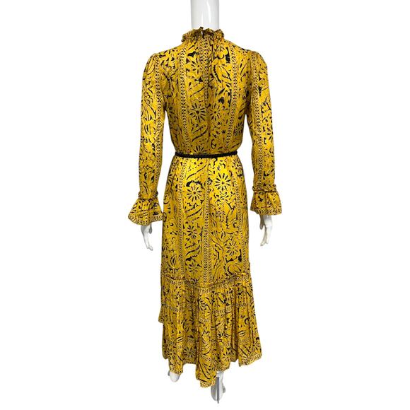 ZIMMERMANN Yellow Cotton Lulu Frill Hem Long Sleeve Maxi A-line Dress Size 0P - Picture 3 of 6